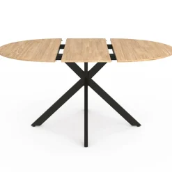 Table à manger ronde extensible noir et bois pour 6-8 personnes