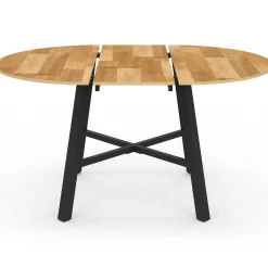 Table à manger ronde extensible bois et métal noir