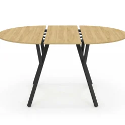 Table à manger ronde extensible 110-150 cm 4-8 personnes bois et noir design industriel