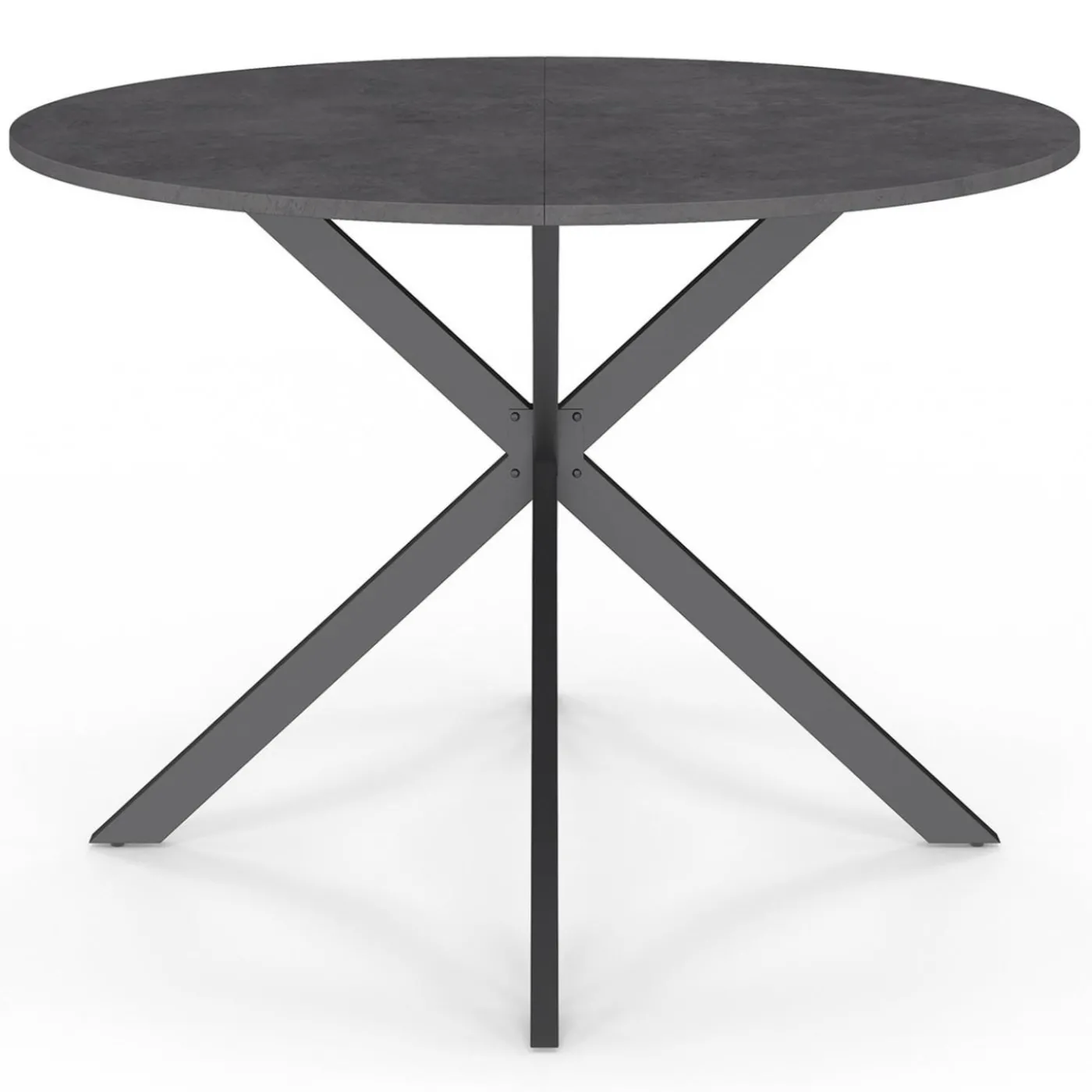 Table à manger ronde plateau effet béton 110 cm pied araignée gris anthracite 6 personnes