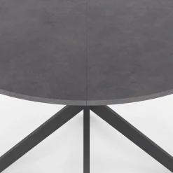 Table à manger ronde plateau effet béton 110 cm pied araignée gris anthracite 6 personnes