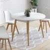 Table à manger ronde scandinave 110 cm blanc
