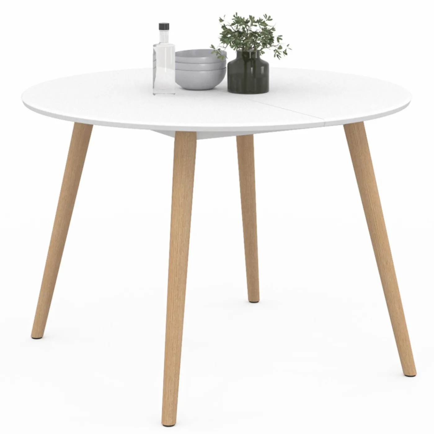 Table à manger ronde scandinave 110 cm blanc
