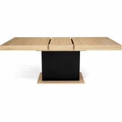 Table avec pied central bois et noir extensible