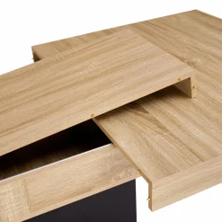 Table avec pied central bois et noir extensible