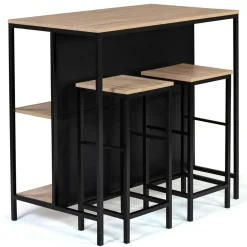 Table bar industriel 2 tabourets
