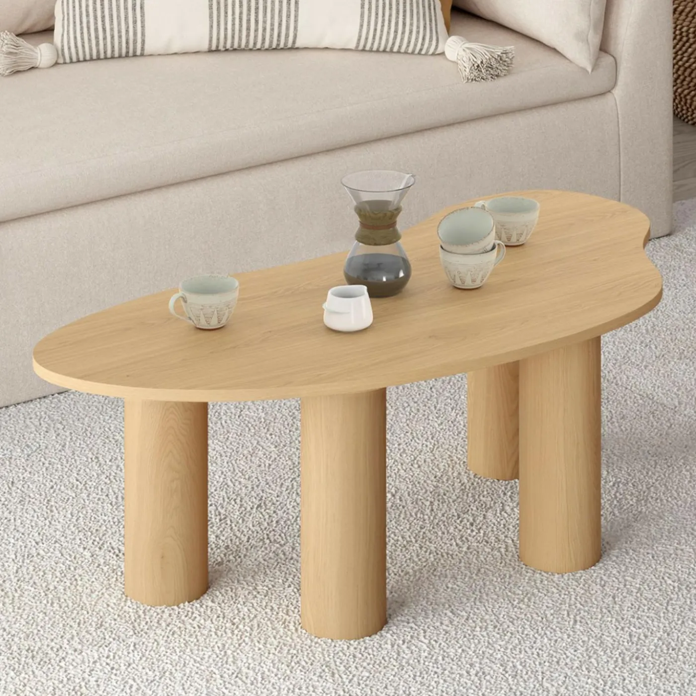 Table basse 100 cm bois effet hêtre style organic