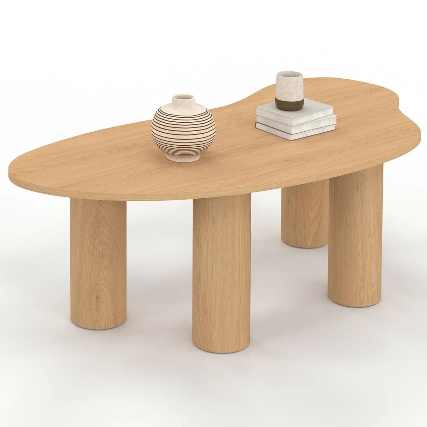 Table basse 100 cm bois effet hêtre style organic