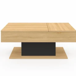 Table basse 2 plateaux relevables bois et noir