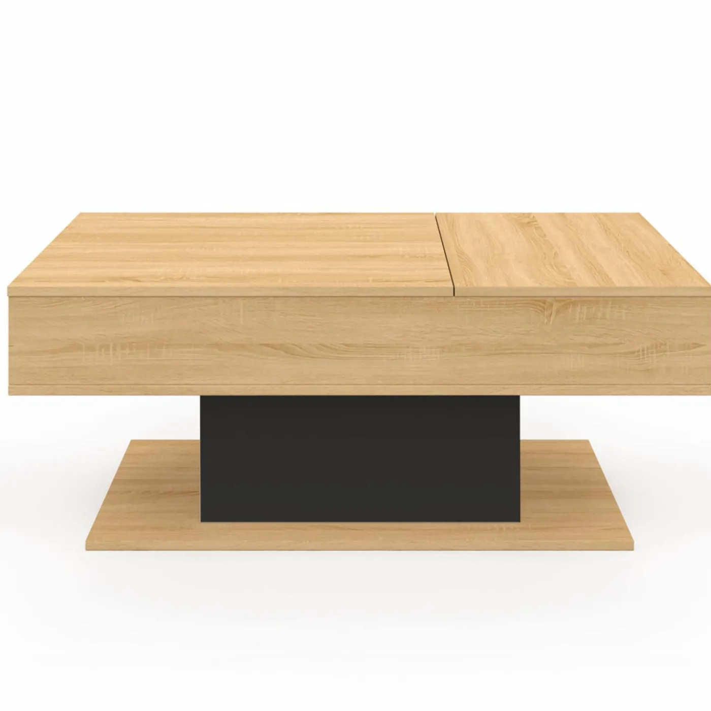 Table basse 2 plateaux relevables bois et noir