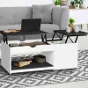 Table basse 2 plateaux relevables bois blanc et gris