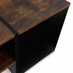 Table basse bar avec coffre bois foncé et noir