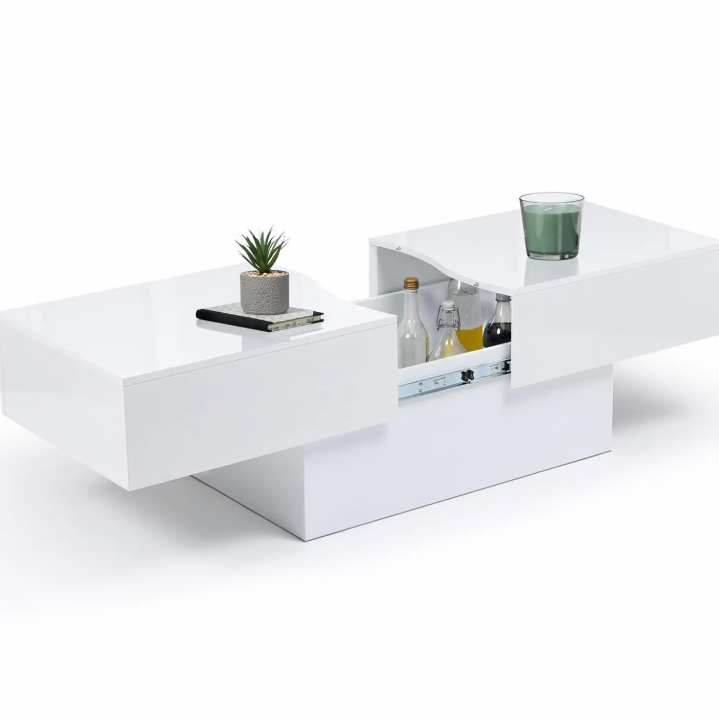 Table basse blanc brillant