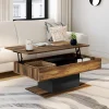 Table basse bois effet vieilli et noir