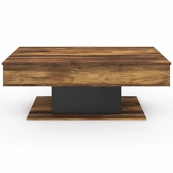 Table basse bois effet vieilli et noir