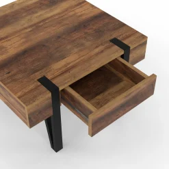 Table basse carrée 1 tiroir et pied épingle