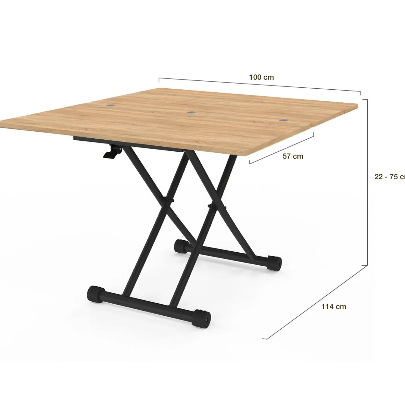 Table basse convertible en table à manger industrielle