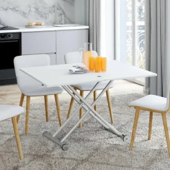 Table basse convertible en table à manger blanche