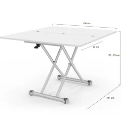 Table basse convertible en table à manger blanche