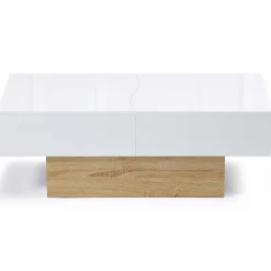 Table basse design blanche avec rangement mini bar intégré