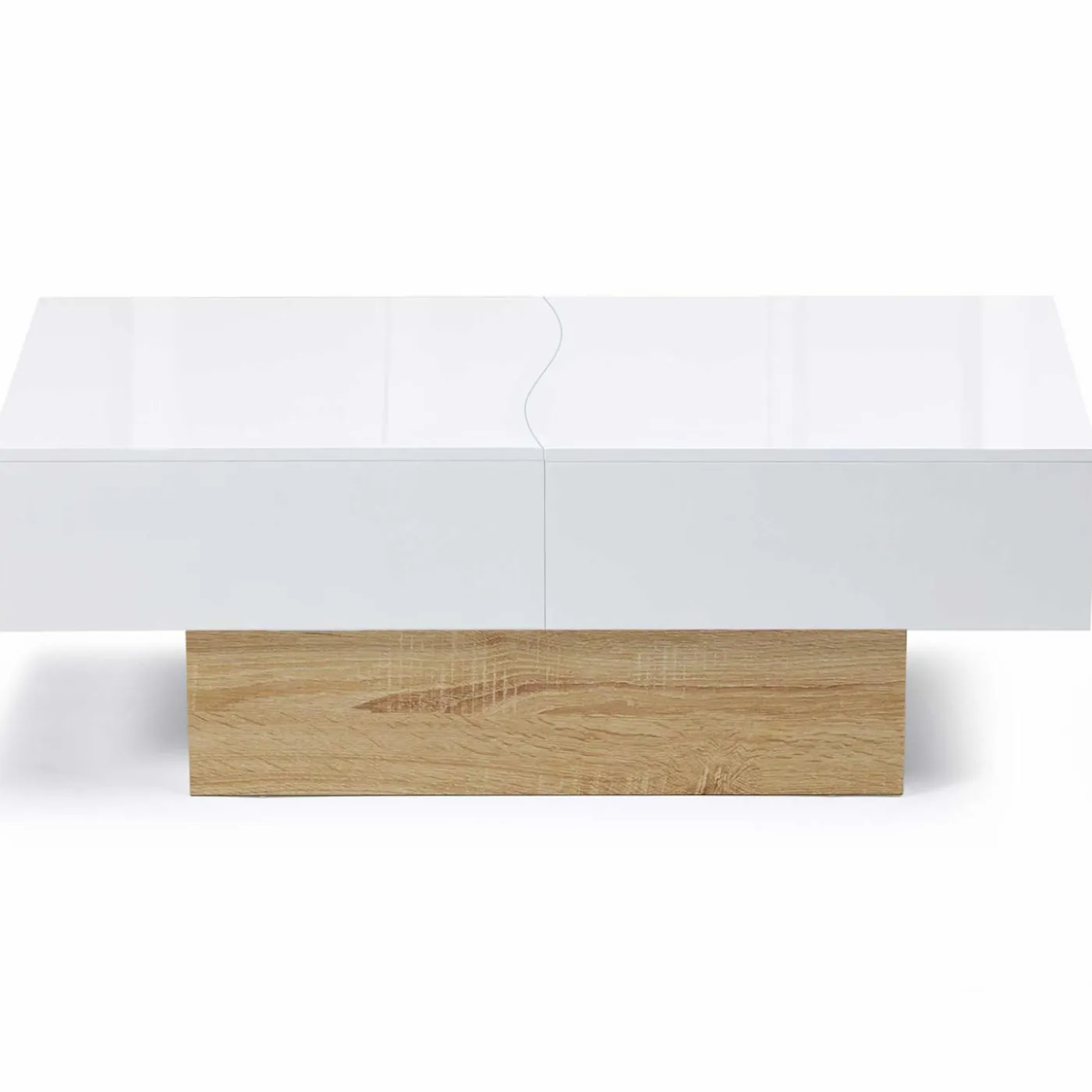 Table basse design blanche avec rangement mini bar intégré