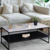 Table basse effet marbre double plateau