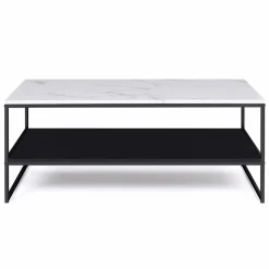 Table basse effet marbre double plateau