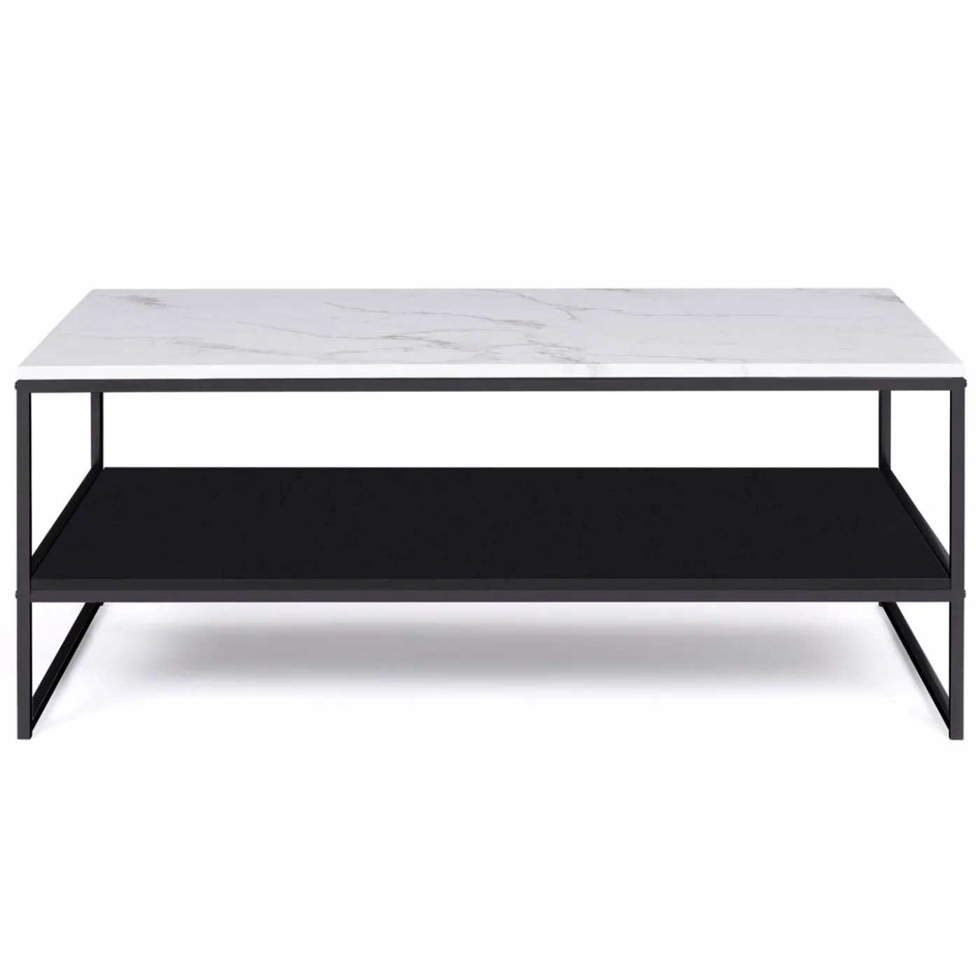 Table basse effet marbre double plateau