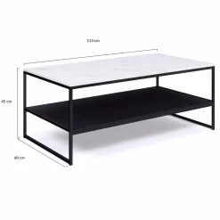 Table basse effet marbre double plateau