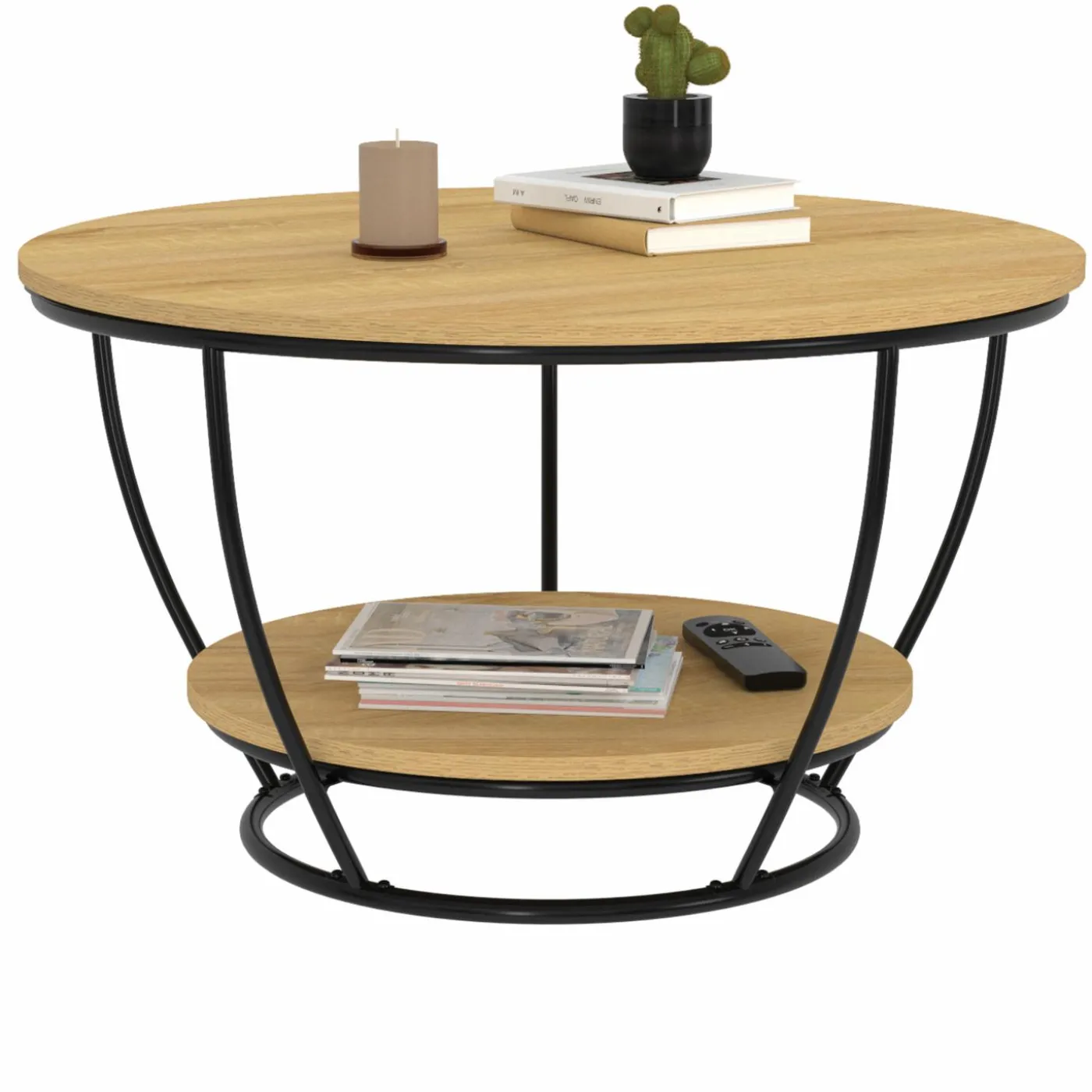 Table basse filaire ronde double plateau