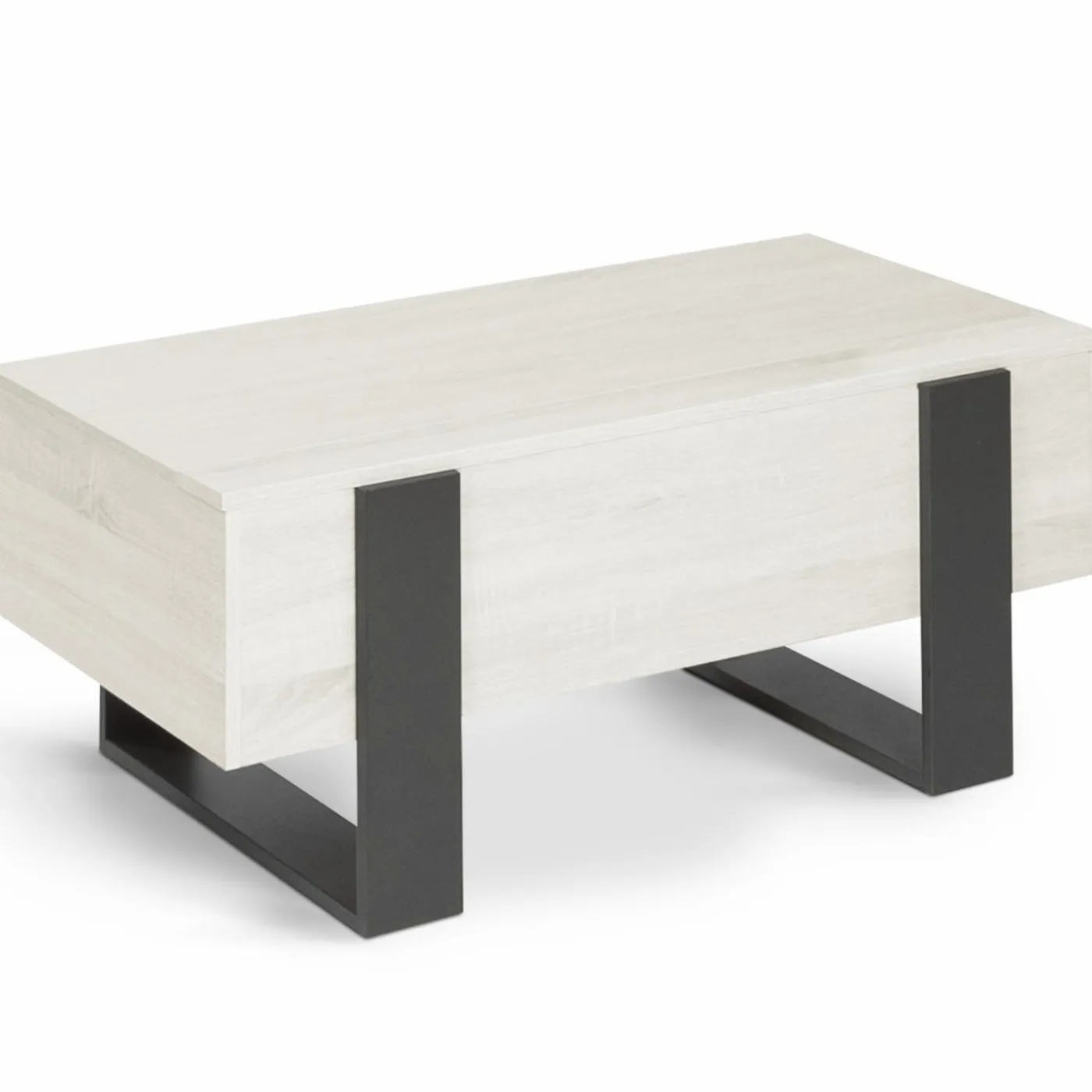 Table basse industrielle relevable bois gris