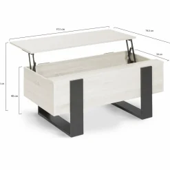 Table basse industrielle relevable bois gris
