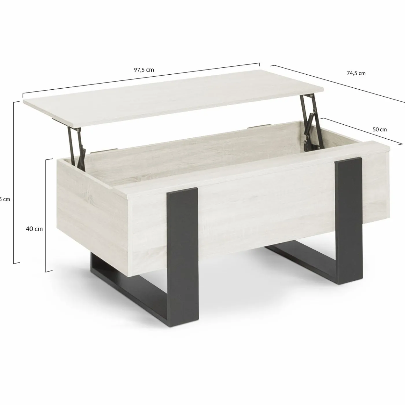 Table basse industrielle relevable bois gris