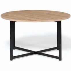Table basse industrielle ronde bois et métal