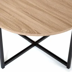 Table basse industrielle ronde bois et métal