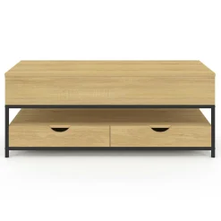 Table basse industrielle rectangulaire plateau relevable