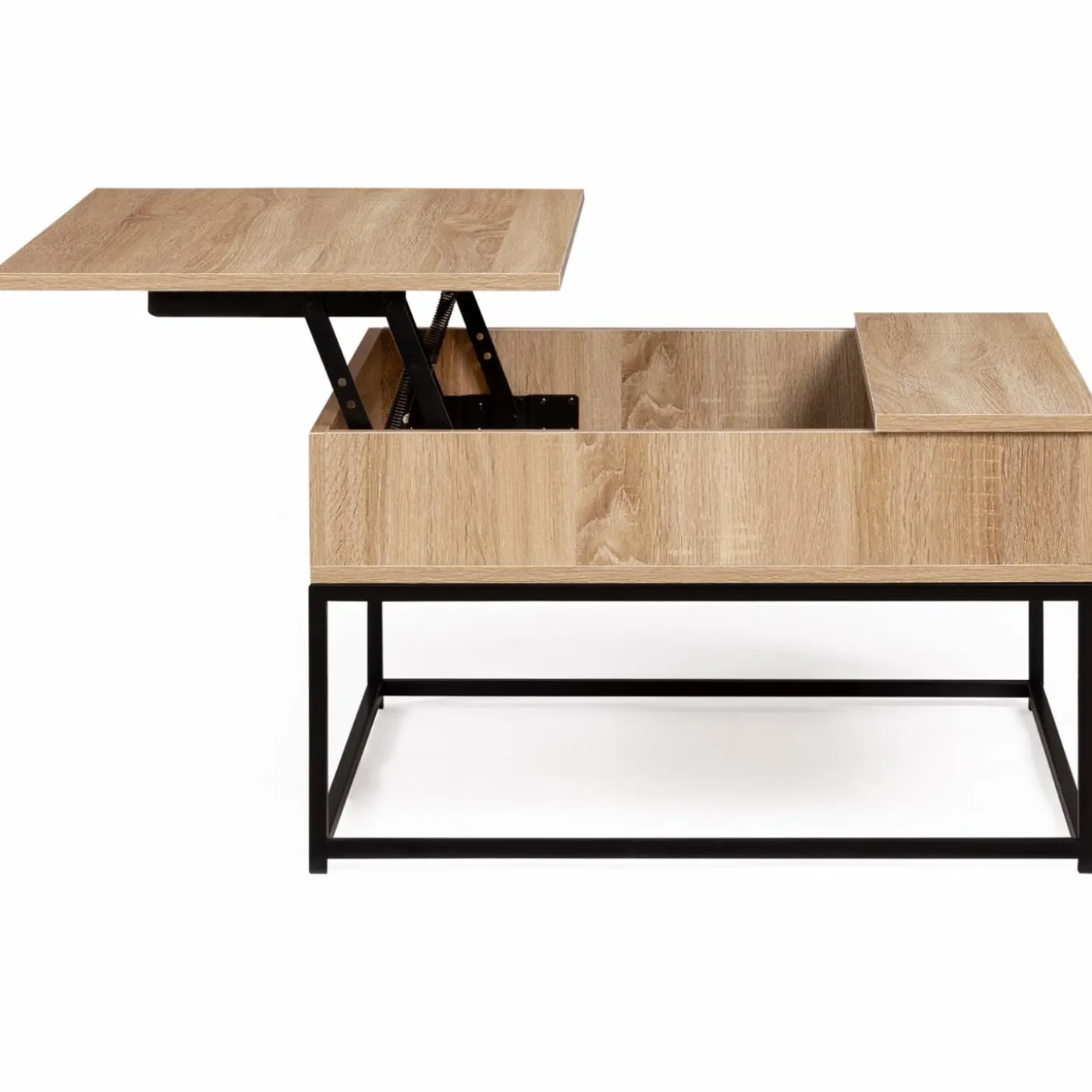Table basse industrielle carrée avec plateau relevable