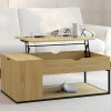 Table basse industrielle plateau relevable avec coffre