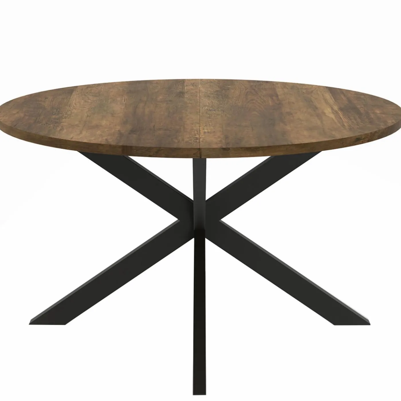 Table basse industrielle ronde 70 cm pied araignée noir bois foncé