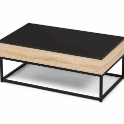 Table basse industrielle avec plateau relevable noir