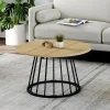 Table basse industrielle ronde 70 cm bois et métal