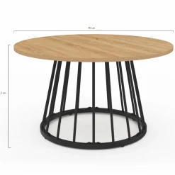 Table basse industrielle ronde 70 cm bois et métal