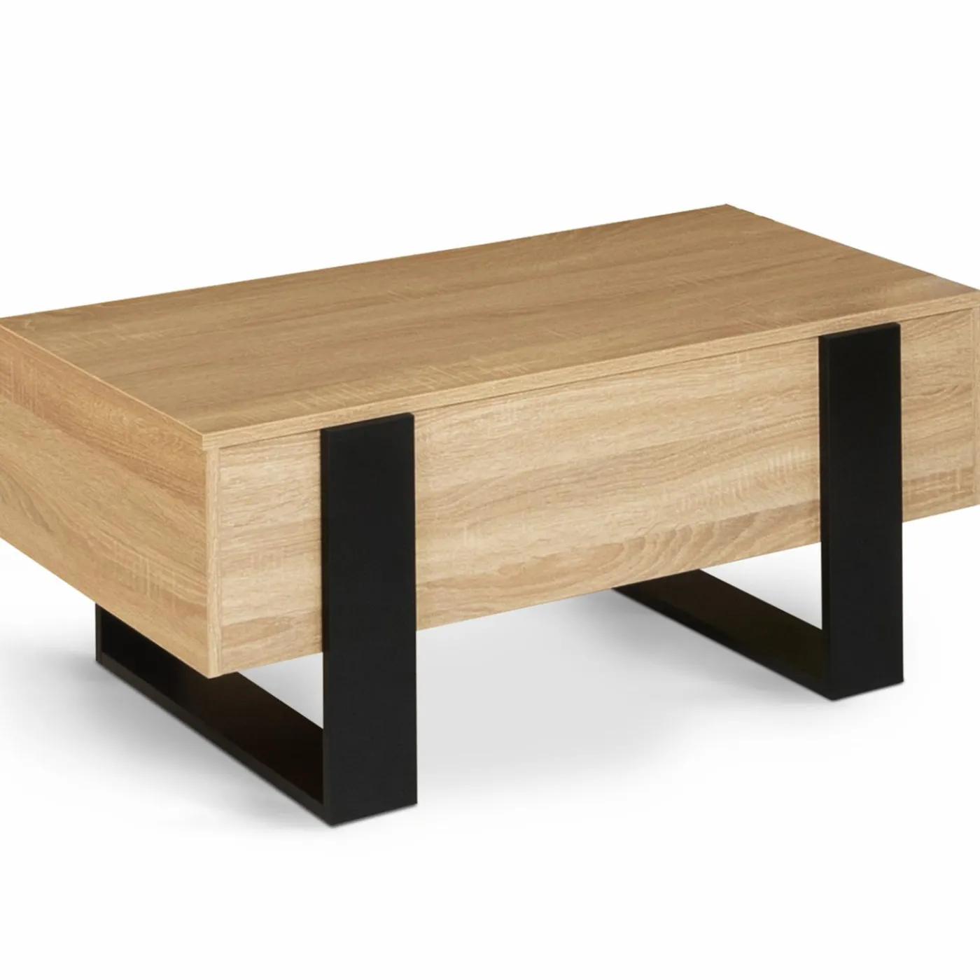 Table basse industrielle relevable bois et noir
