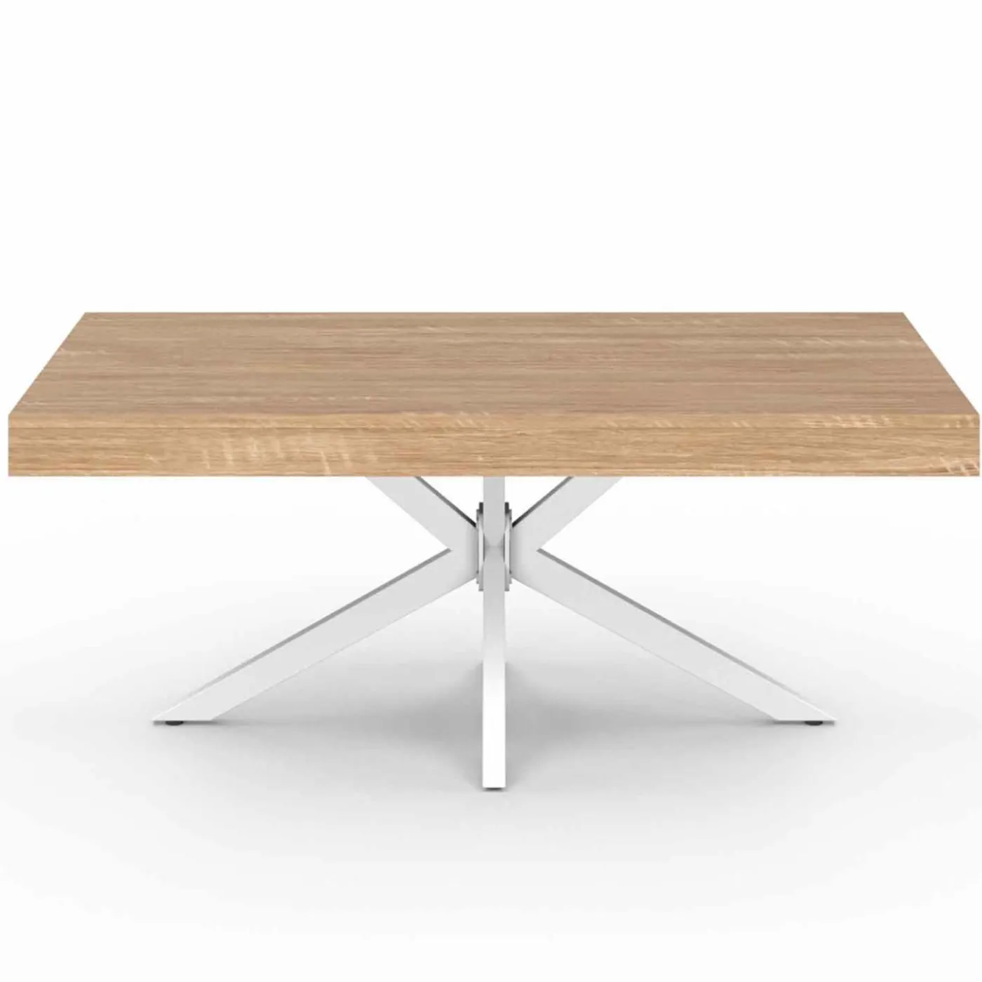 Table basse industrielle rectangulaire bois et blanc 110 cm