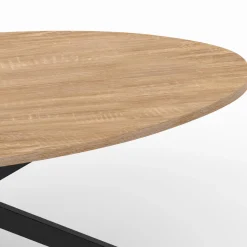 Table basse ovale bois et métal noir avec pied araignée