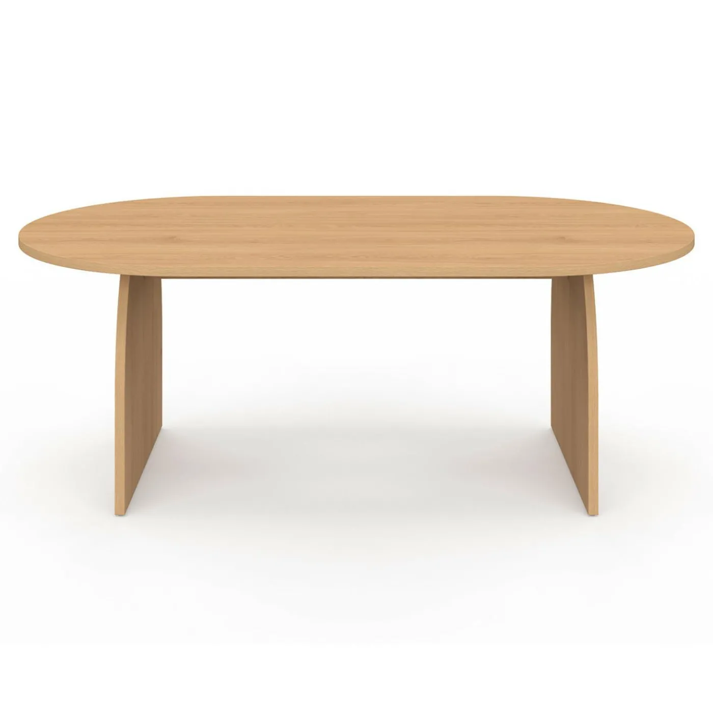 Table basse ovale pied central bois effet hêtre 110 cm