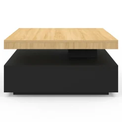 Table basse pivotante carrée bois et noire