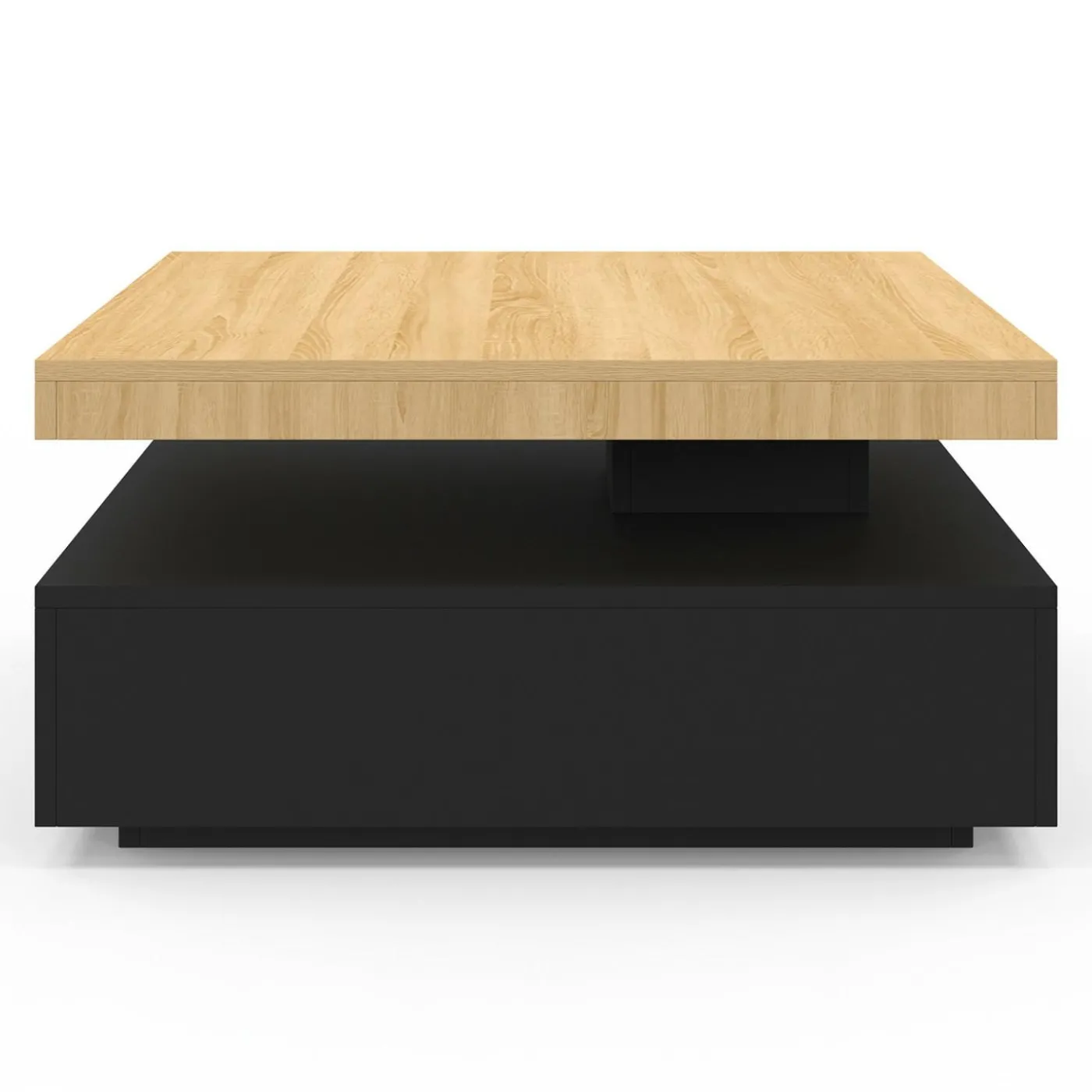 Table basse pivotante carrée bois et noire