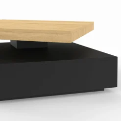 Table basse pivotante carrée bois et noire
