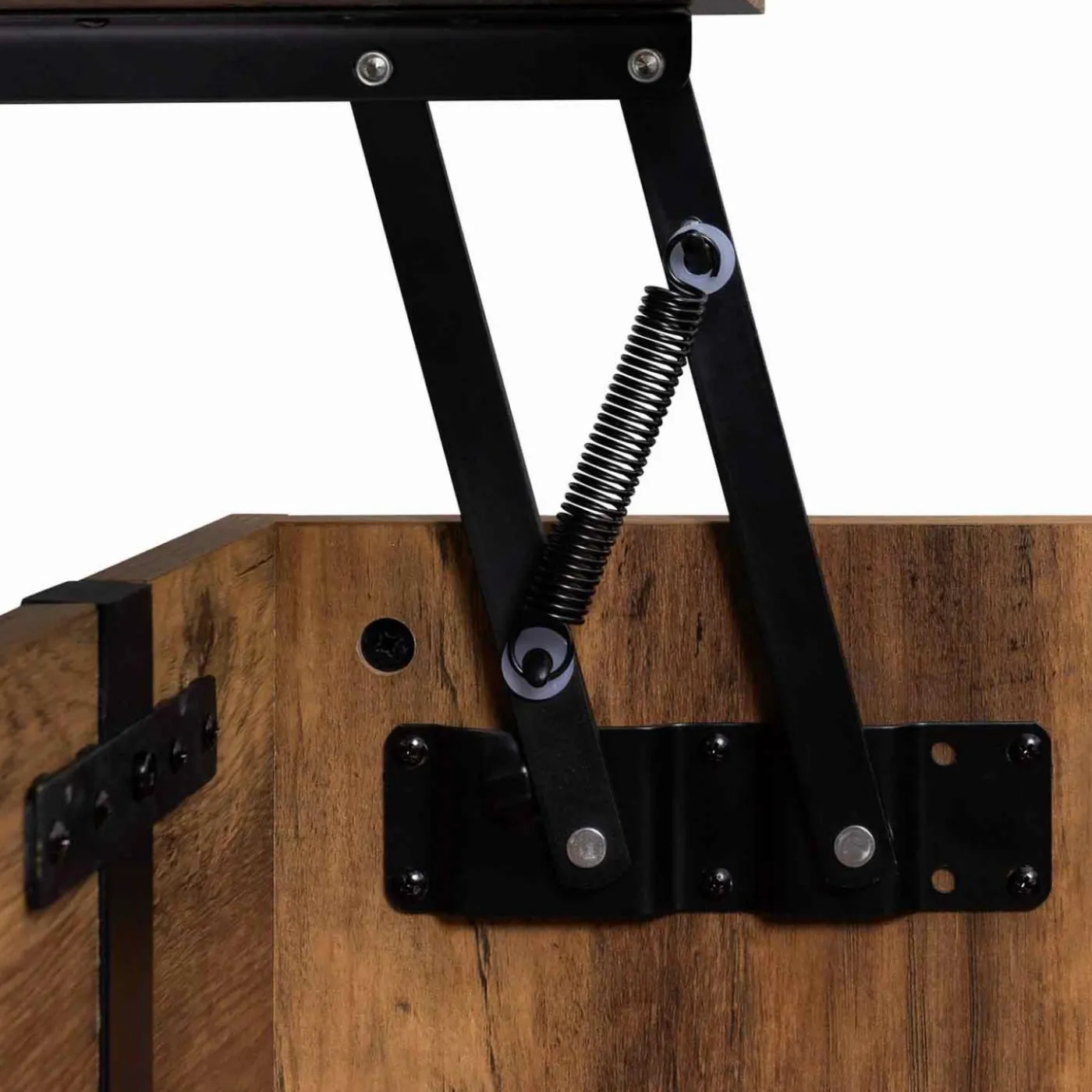 Table basse plateau relevable bois foncé pied épingle